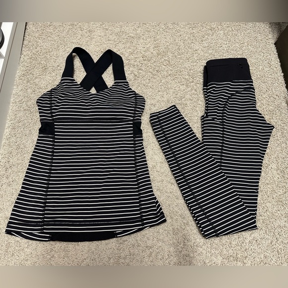 Lululemon Parallel Stripe Speed Tight + Tank - Picture 1 of 15